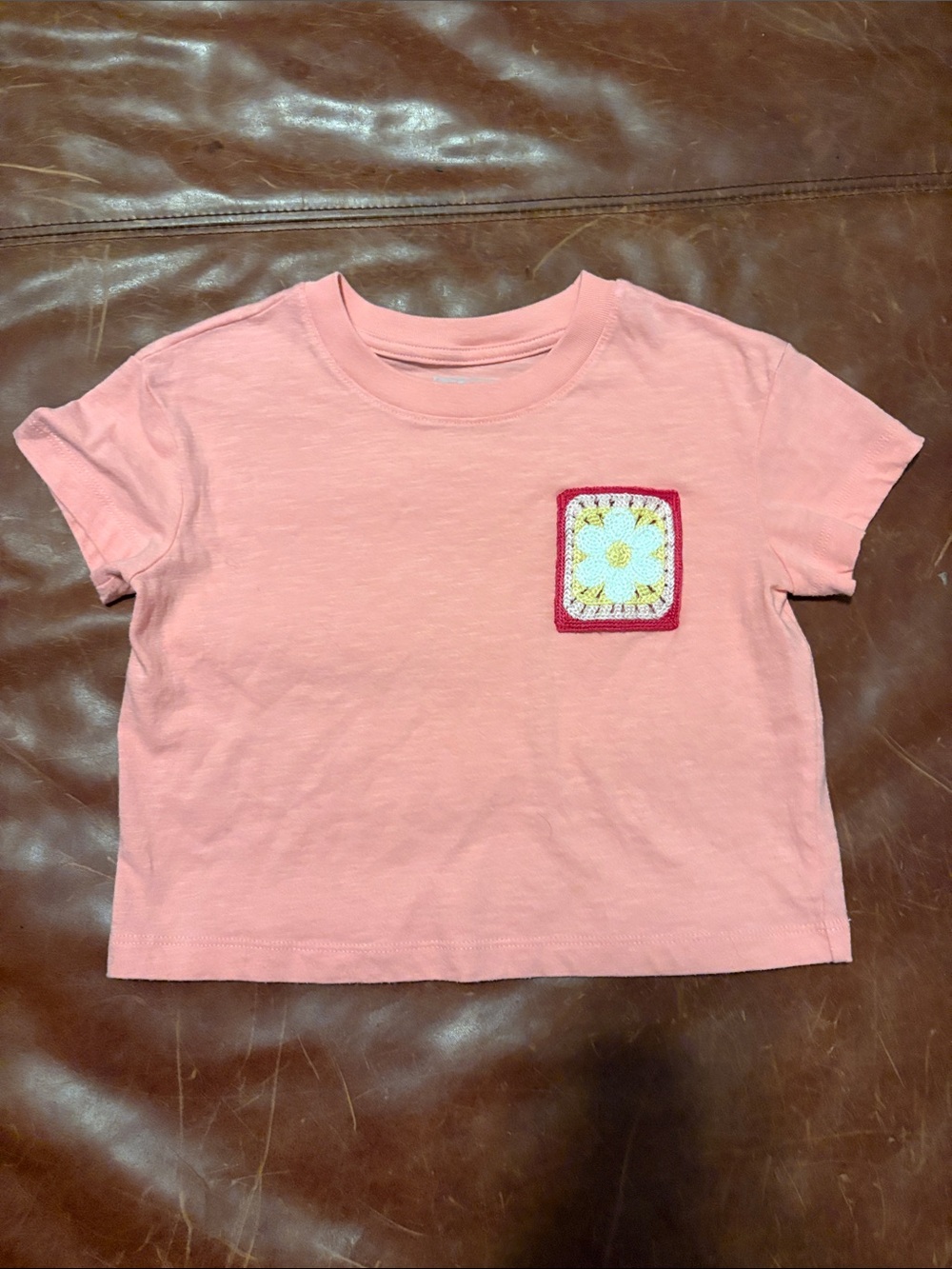Cat & Jack Light Pink Short Sleeve Tee with Daisy Patch